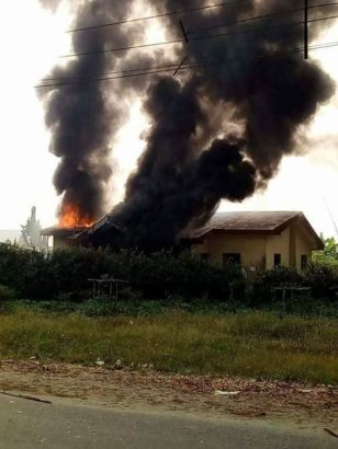 INEC Office In Delta State Set On Ablaze As Thugs Hijack Electoral Material 