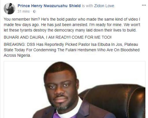 President Buhari Reportedly Sends DSS to Arrest Prophet Isa El-Buba for Publicly Criticizing The Activities Of Fulani Herdsmen [Details]