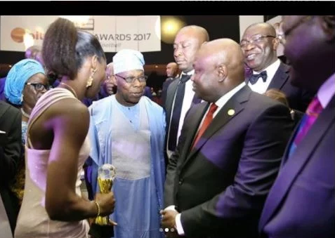 Nigerian Female Footballer, Asisat Oshoala Shows Off Her Third Female African Player Of The Year Award [Photos]
