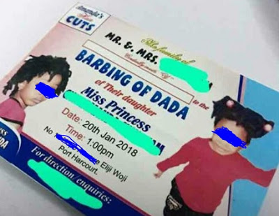 Outrage as Parents Print Invitation Card Inviting Friends to The 'BARBING OF DAUGHTER'S DADA' [Photo]