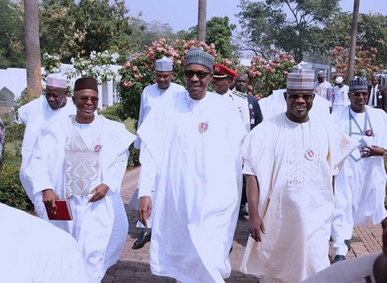 El-Rufai, Yahaya Bello, Ganduje Abdullahi, Happily Joined President Buhari For The Friday Prayers In Abuja [Photos]