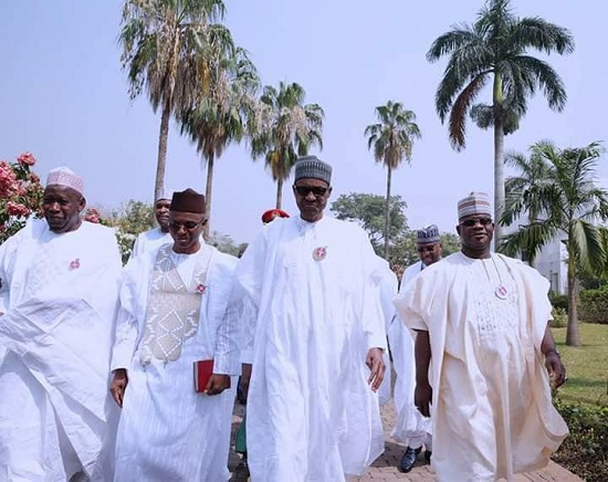 El-Rufai, Yahaya Bello, Ganduje Abdullahi, Happily Joined President Buhari For The Friday Prayers In Abuja [Photos]