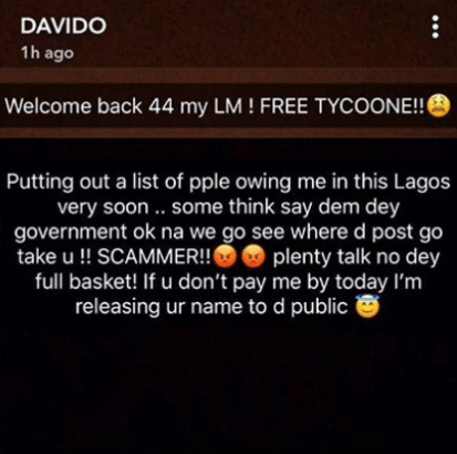 Davido To Publish The Names Of His Debtors