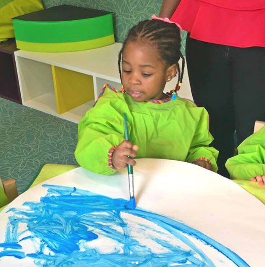 Photos Of Davido's Daughter Learning In Class With White Kids