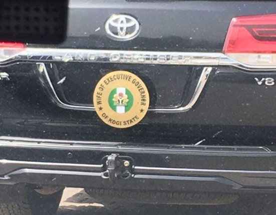 Dino Melaye Shares Photo Of A Car With “Wife Of The Executive Governor Of Kogi State” Seal To Troll Kogi State First Lady