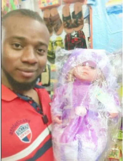 “I Don’t Have N800,000 For Adult S*X Doll” Nigerian Man Says as He Shows Off His New Baby S*X Doll