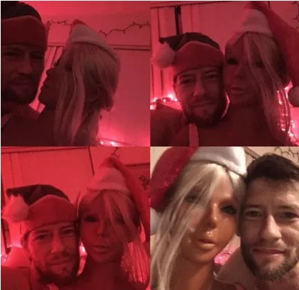 Man Shares Loved Up Photos Of Him With His S*X Doll K*Ssing And Smoking M*Rijuana [Photos]