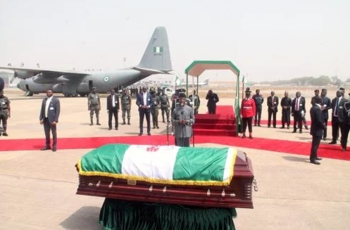 PHOTOS NEWS: Vice President Yemi Osinbajo, Ministers, Received Alex Ekwueme's Remains 