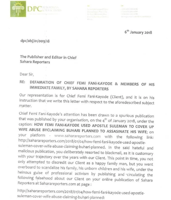 Fani Kayode Demands N10bn From Sahara Reporters Over False Report About His Marriage