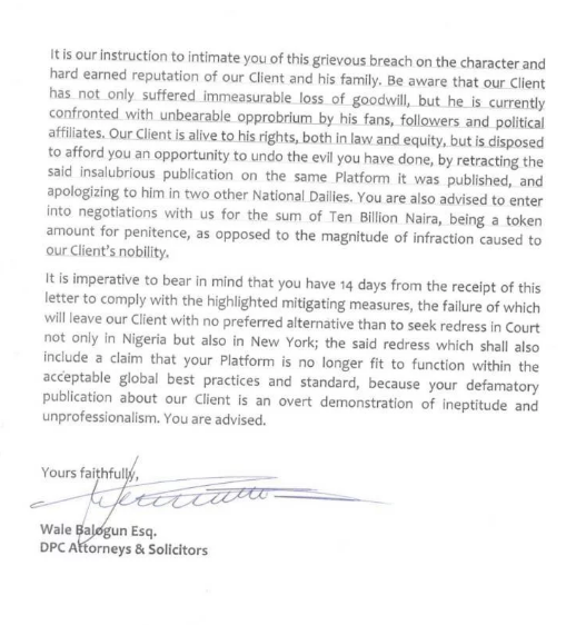 Fani Kayode Demands N10bn From Sahara Reporters Over False Report About His Marriage