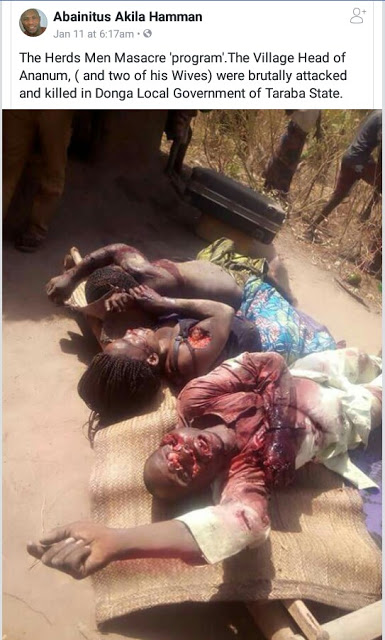 Graphics Photos: Village Head, Wives Murdred by Suspected Fulani Herds Men In Top Northern State
