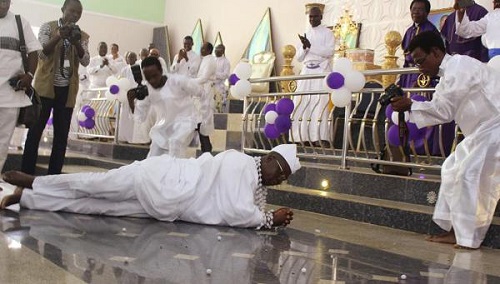 Happy Gani Adams Rolls On The Floor During Church Thanksgiving Service [Photos]