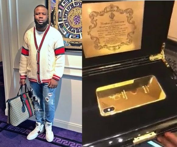 Flamboyant socialite, Hushpuppi Shows Off His New N2.4 Million Gold-Plated Iphone X