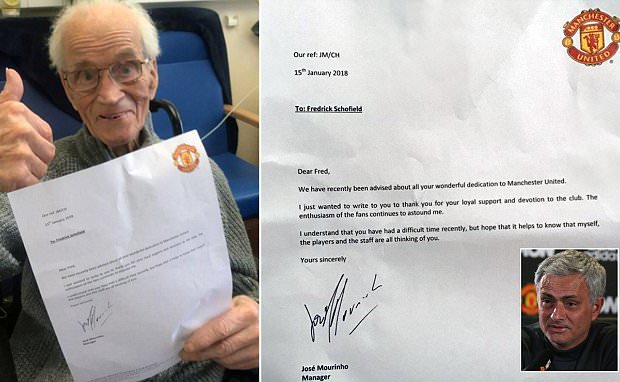 Jose Mourinho Writes To 94-Year-Old Man United Fan  