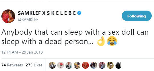 Sleeping with A Sex Doll Is Like Sleeping with A Dead Woman – Samklef