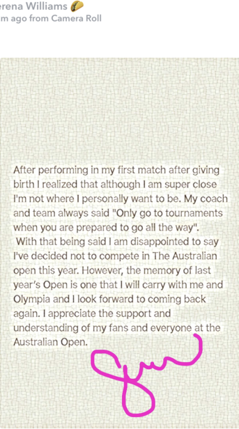 Serena Williams Not Yet Ready as She Officially Withdraws from Australian Open