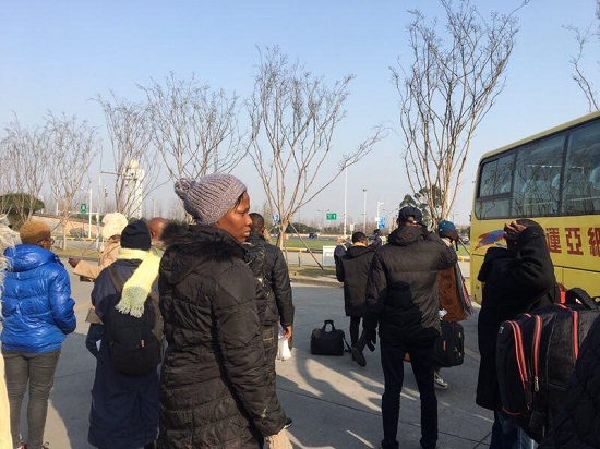 Photos of 30 Shoemakers, selected by Abia State government, as they arrive China for Training  