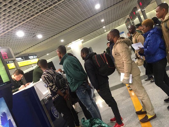 Photos of 30 Shoemakers, selected by Abia State government, as they arrive China for Training  