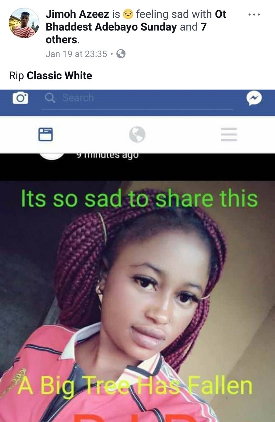 Popular Facebook Slay Queen, Classic White Passes On To Glory As Friends, Besties, Boyfriend Pays Tribute In A Slay Way