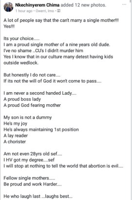 “I Will Not Stop to Campaign How Evil Abortion Is” - Nigerian Single Mum Writes