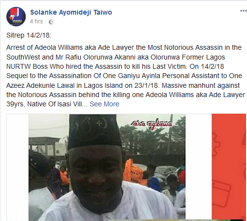 Notorious Assassin Who Murdered Hamburger, A Union Chairman in Oshodi, Arrested by Police [Photos]