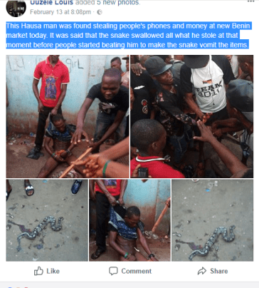 Thief Who Makes His Snake Swallow His Stolen Stuffs, Arrested in Benin