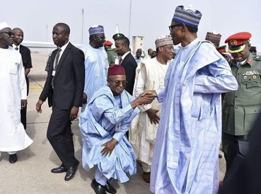 Governor El Rufai Almost Knelt Down to Greet President Buhari [Photos]