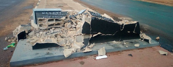 Unknown Residents Destroys Ellen Sirleaf Johnson Signpost Recently Erected In Owerri [Photos]