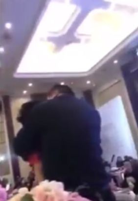 Serious Drama as father-in-law forces bride to kiss him at her wedding [Photos]