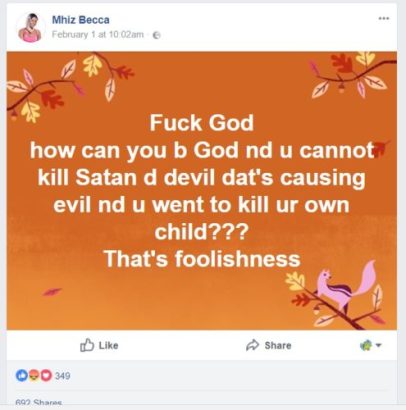 God Is So Foolish – Nigerian Lady Says On Facebook And People Reacts 
