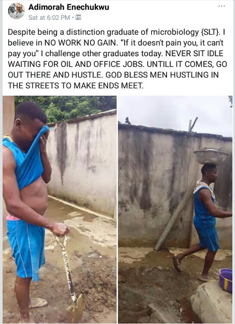 Unemployed Nigerian Graduate Spotted Working as A Bricklayer [Photos]