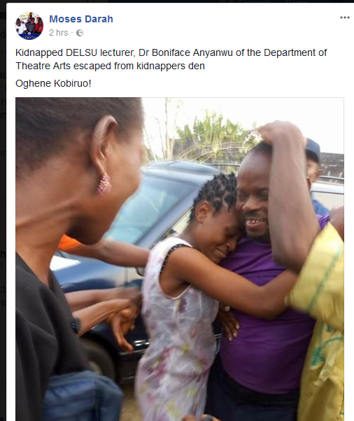 Endless Joy As Senior Lecturer Escapes From Kidnapper’s Den In Delta, Reunites With Family [Photos]