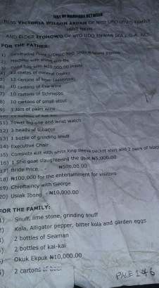 You Need To See This Hilarious Marriage List Given To A Man In Akwa Ibom
