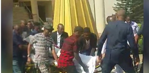 Ex- PDP Spokesman Olisa Metuh Appears in Court On Stretcher [Photos]