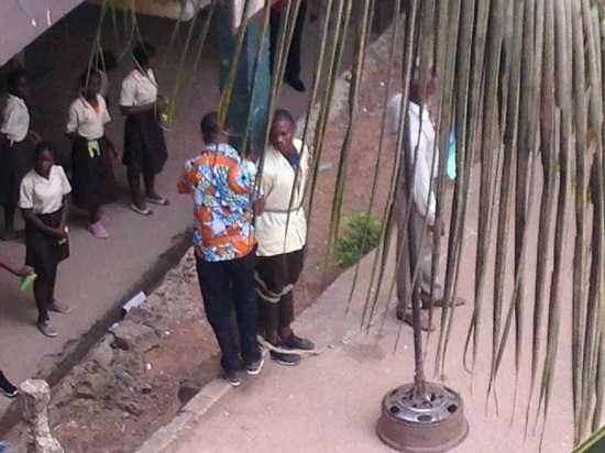 Secondary Student Tied to A Pillar By Teacher As Punishment [Photos]