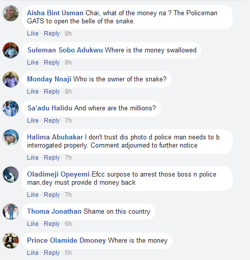 Man Poses with Python Along with A Policeman, calls it the Snake That Swallowed N36M JAMB money [Photo]