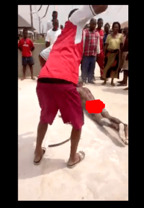 Man Stripped, Beaten Blue Black for Raping A 10-Year-Old Girl In Bayelsa