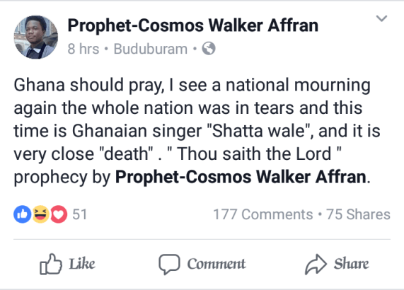 Ghanaians Pastors Won’t See You Win the Lottery – Shatta Wale Reacts To His Death Prophecy
