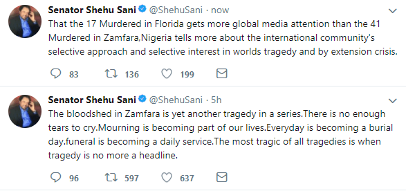 “Mourning Is Becoming Part Of Our Lives” – Senator Shehu Sani Reacts To Zamfara Killing “Mourning Is Becoming Part Of Our Lives” – Senator Shehu Sani Reacts To Zamfara Killing