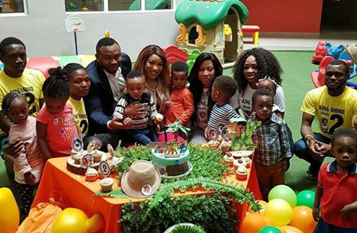 For The First Time, Tonto Dikeh and Churchill Olakunle Spotted Together at Son’s 2nd Birthday Party