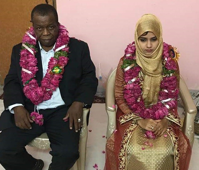 Old Nigerian Man, Marries 15-Year-Old Indian Girl [Photos]