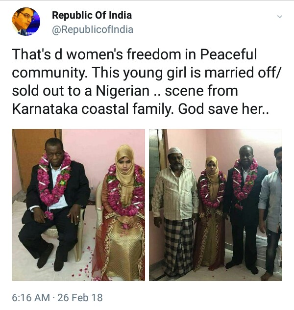 Old Nigerian Man, Marries 15-Year-Old Indian Girl [Photos]