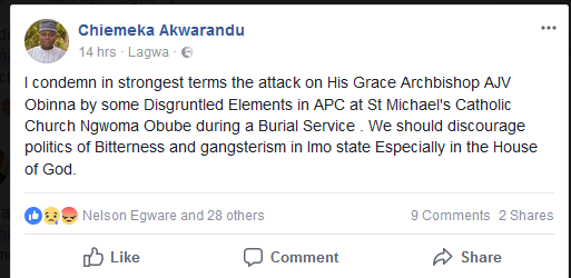 Popular Catholic Archbishop, AJV Obinna, Allegedly Attacked During Church Service in Imo