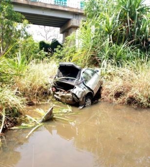  Lady Cheats Death as Her Vehicle Falls from Bridge