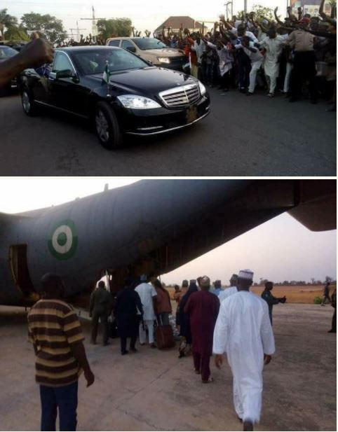 President Buhari’s Official Car Being Airlifted as He Visits Taraba State [Photos]