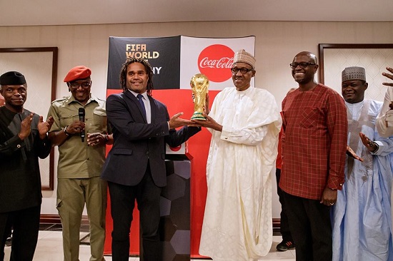 President Buhari Receives the Original FIFA World Cup Trophy in Abuja [Photos]