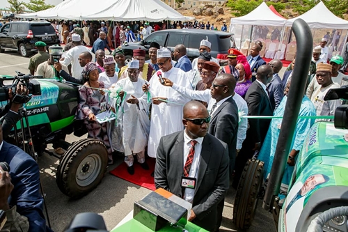 President Buhari Spotted Driving a Tractor in Jos, Plateau State [Photos]