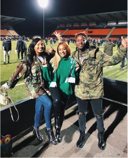 Mr Eazi, Dj Cuppy, And Temi Otedola, Spotted Watching Super Eagles Match [Photos]