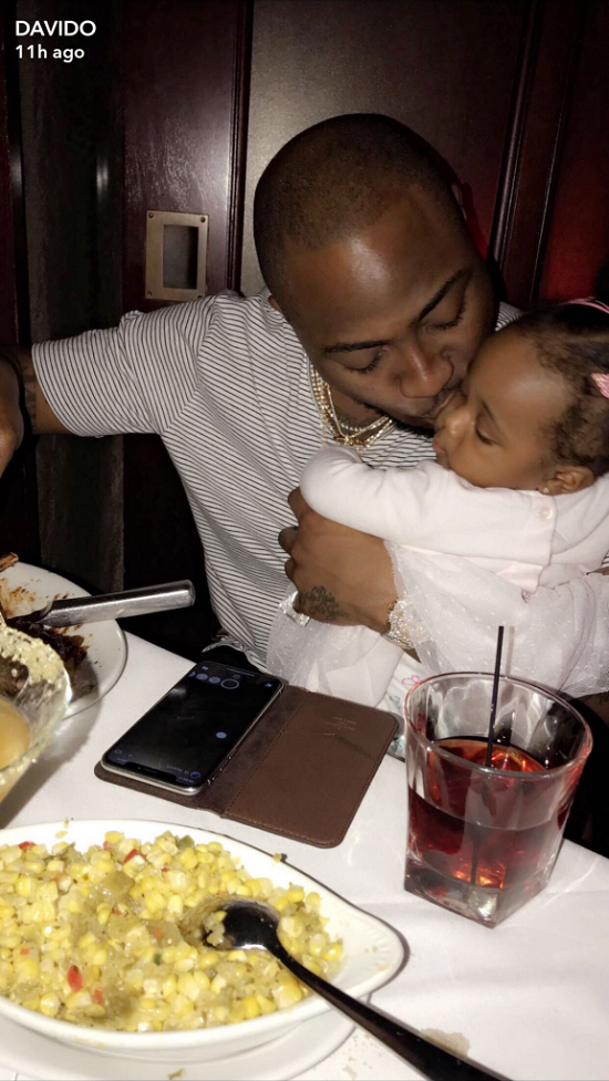Davido Had Dinner with His Second Daughter, Hailey