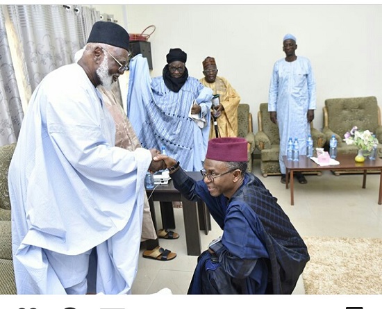 El-Rufai Bends Down to Greet Abdulsalami Abubakar in Zaria [Photos]